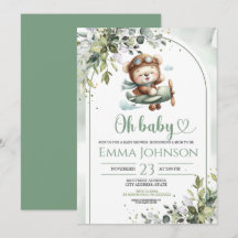 Vintage Vliegtuig Teddybeer Baby Shower