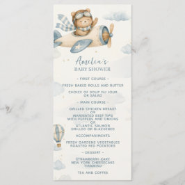 Vintage Vliegtuig Teddybeer Baby Shower Menu
