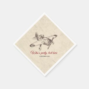 vintage, vliegtuig, vliegtuig Cocktail Papieren se Servet