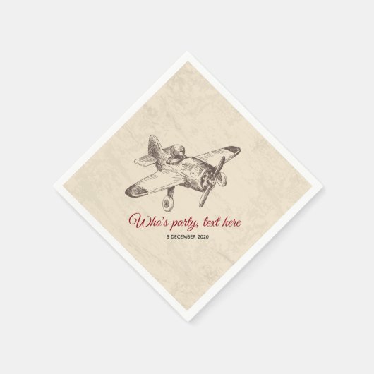 vintage, vliegtuig, vliegtuig Cocktail Papieren se Servet (Hoek)