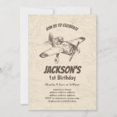 vintage, vliegtuig, vliegtuig, verjaardagsuitnodig kaart (Voorkant)