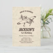 vintage, vliegtuig, vliegtuig, verjaardagsuitnodig kaart (Staand voorkant)