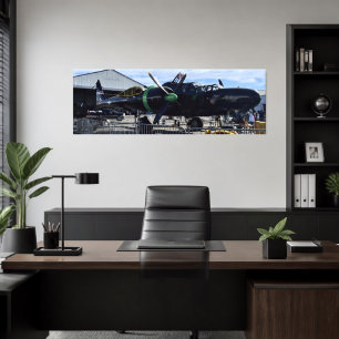 Vintage Vliegtuig Warbird Gevechtsvliegtuig Luchts Canvas Afdruk