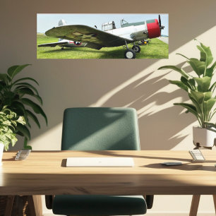 Vintage Vliegtuig Warbird Gevechtsvliegtuig Luchts Canvas Afdruk