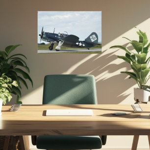 Vintage Vliegtuig Warbird Gevechtsvliegtuig Luchts Canvas Afdruk