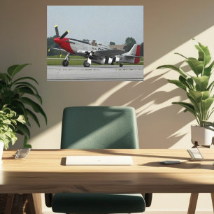 Vintage Vliegtuig Warbird Gevechtsvliegtuig Luchts Canvas Afdruk
