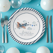 Vintage Vliegtuig Wolken Baby Shower Papieren Bord