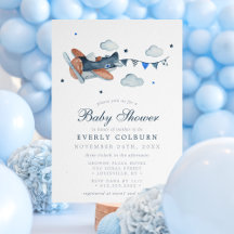 Vintage Vliegtuig Wolken Jongens Baby Shower
