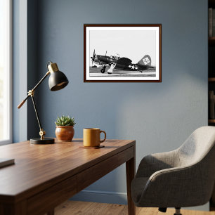 Vintage vliegtuig zwart-wit luchtvaartfoto poster
