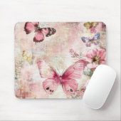 Vintage Vlinder Bloemen Muismat (Met muis)