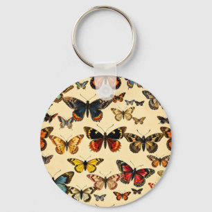 Vintage Vlinder Collectie Patroon Sleutelhanger
