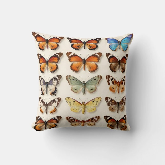 Vintage Vlinder Collectie Raster Weergave Kussen (Voorkant)