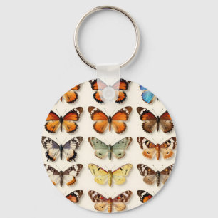Vintage Vlinder Collectie Raster Weergave Sleutelhanger