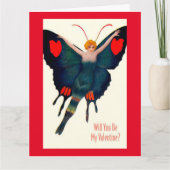Vintage Vlinder Dame Valentine Kaart (Voorkant)