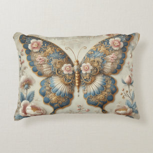 Vintage Vlinder en Bloemmotief Chinoiserie Kunst Accent Kussen