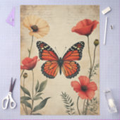 Vintage Vlinder Klaproos Bloem Meubel Decoupage Tissuepapier (Craft)