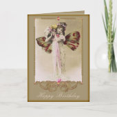 Vintage Vlinder Meisje Kaart (Voorkant)