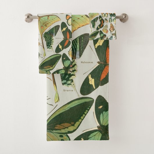 Vintage Vlinder Motief Print Bad Handdoek (Insitu)