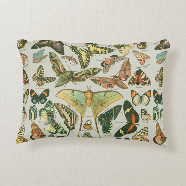 Vintage Vlinder Motief Print Decoratief Kussen (Achterkant)