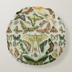 Vintage Vlinder Motief Print Rond Kussen