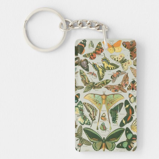 Vintage Vlinder Motief Print Sleutelhanger (Voorkant)