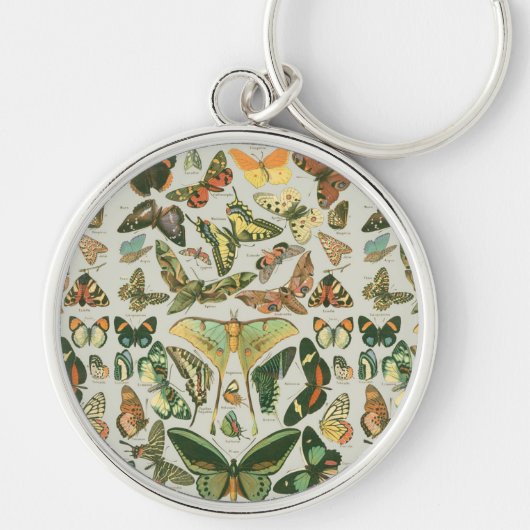 Vintage Vlinder Motief Print Sleutelhanger (Voorkant)