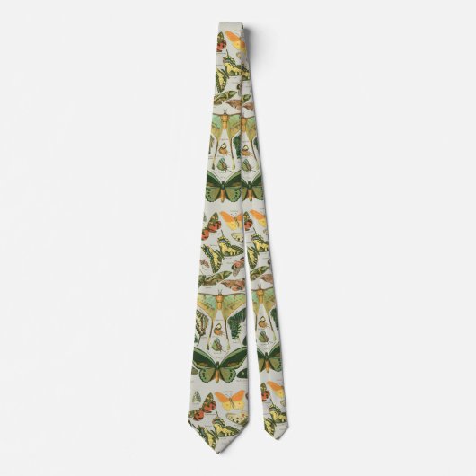 Vintage Vlinder Motief Print Stropdas (Voorkant)