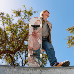 Vintage Vlinder op Bloem Persoonlijk Skateboard
