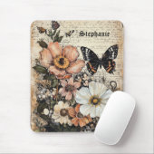 Vintage Vlinder Pioen Botanisch Muismat (Met muis)