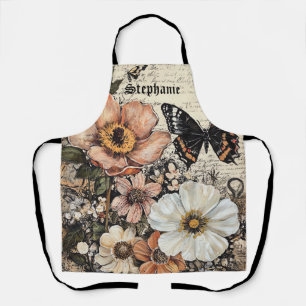 Vintage Vlinder Pioen Botanisch Schort