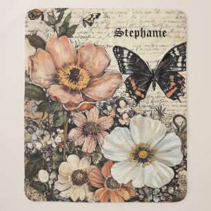 Vintage Vlinder Pioen Botanisch Sherpa Deken