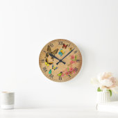 vintage vlinder ronde klok (Huis)