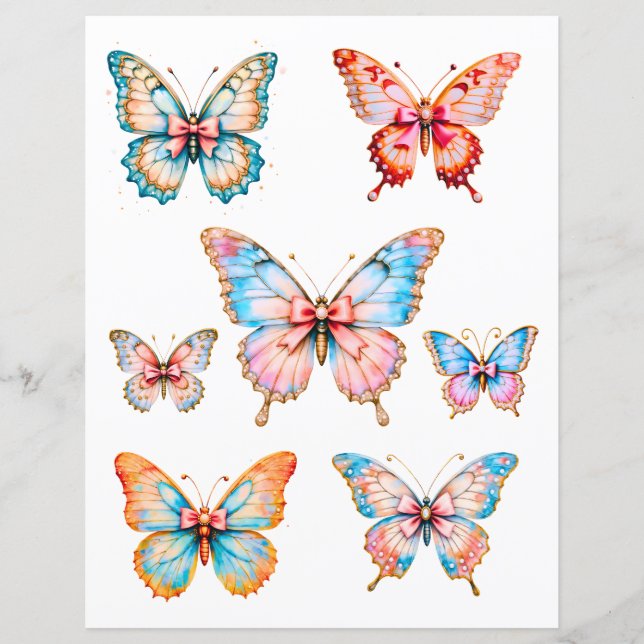Vintage Vlinder Scrapbook Papier Versieringen (Voorkant)