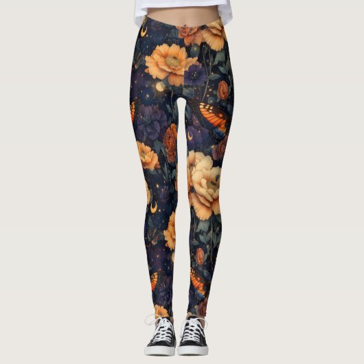 Vintage Vlinder Wilde Bloem (11) Leggings (Voorkant)