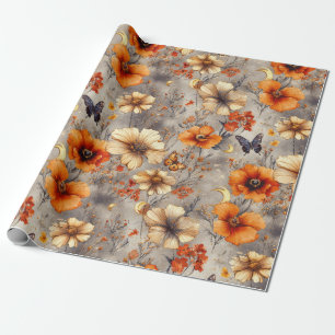 Vintage Vlinder Wilde Bloem (1) Cadeaupapier