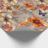 Vintage Vlinder Wilde Bloem (1) Cadeaupapier (Hoek)