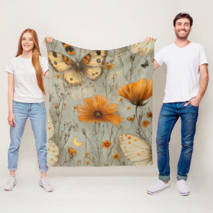 Vintage Vlinder Wilde Bloem (1) Fleece Deken