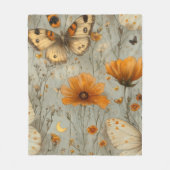 Vintage Vlinder Wilde Bloem (1) Fleece Deken (Voorkant)