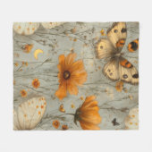 Vintage Vlinder Wilde Bloem (1) Fleece Deken (Voorkant (Horizontaal))