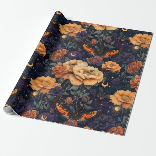 Vintage Vlinder Wilde Bloem (2) Cadeaupapier (Uitgerold)