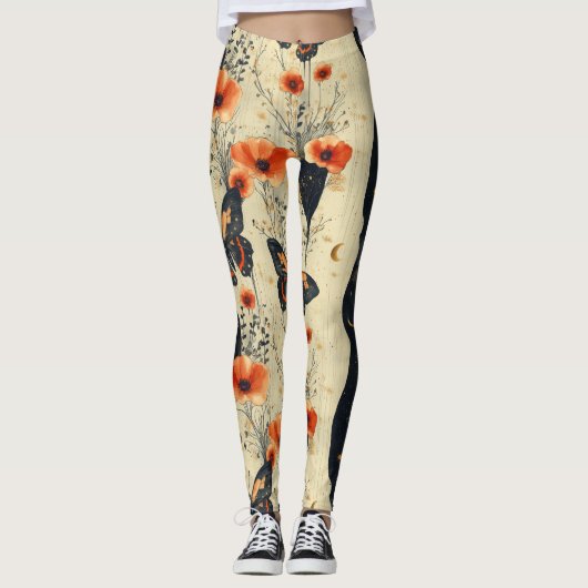 Vintage Vlinder Wilde Bloem (2) Leggings (Voorkant)