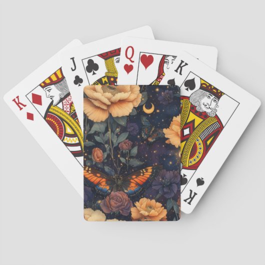 Vintage Vlinder Wilde Bloem (2) Pokerkaarten (Achterkant)