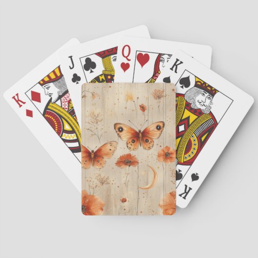 Vintage Vlinder Wilde Bloem (3) Pokerkaarten (Achterkant)