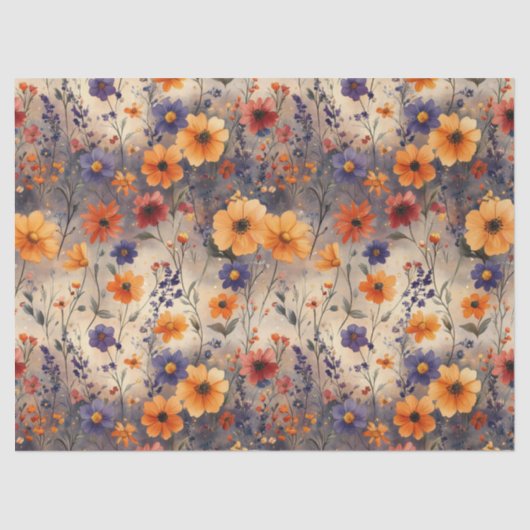 Vintage Vlinder Wilde Bloem (3) Tissuepapier (Voorkant)