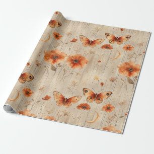 Vintage Vlinder Wilde Bloem (4) Cadeaupapier