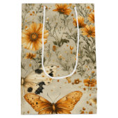 Vintage Vlinder Wilde Bloem (4) Medium Cadeauzakje (Achterkant)