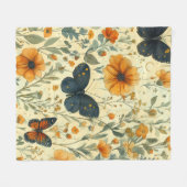 Vintage Vlinder Wilde Bloem (5) Fleece Deken (Voorkant (Horizontaal))