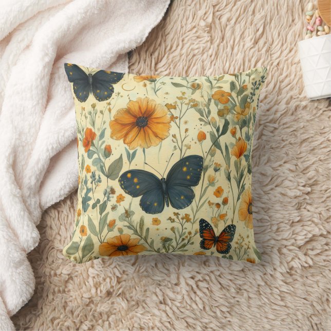 Vintage Vlinder Wilde Bloem (5) Kussen (Deken)