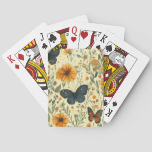 Vintage Vlinder Wilde Bloem (5) Pokerkaarten