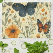 Vintage Vlinder Wilde Bloem (5) Theedoek (Gevouwen)